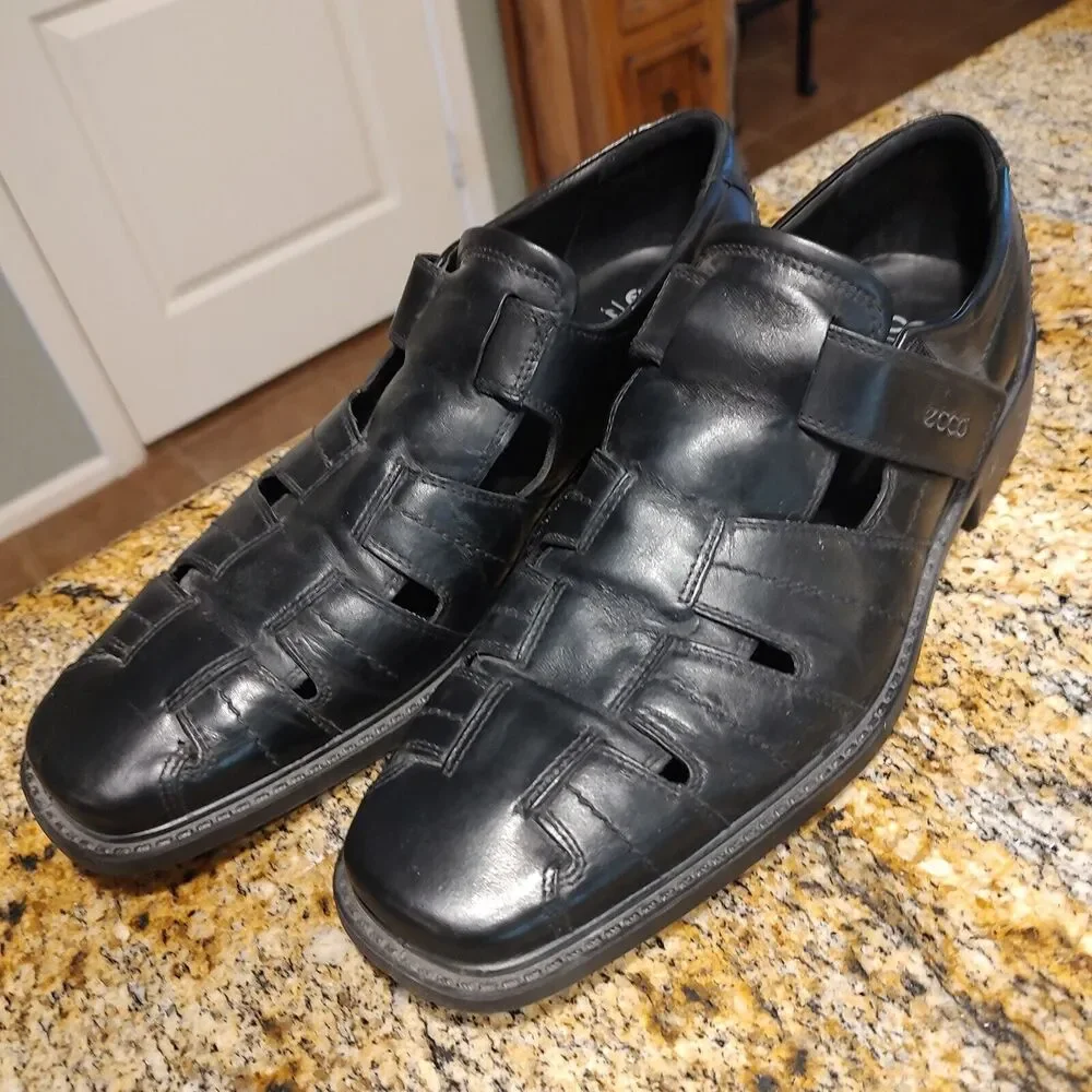 ECCO Mens Abel Black Monk Strap Weave Oxford Dress Shoe 601314 EUR 47 US 13-13.5 - Picture 1 of 12